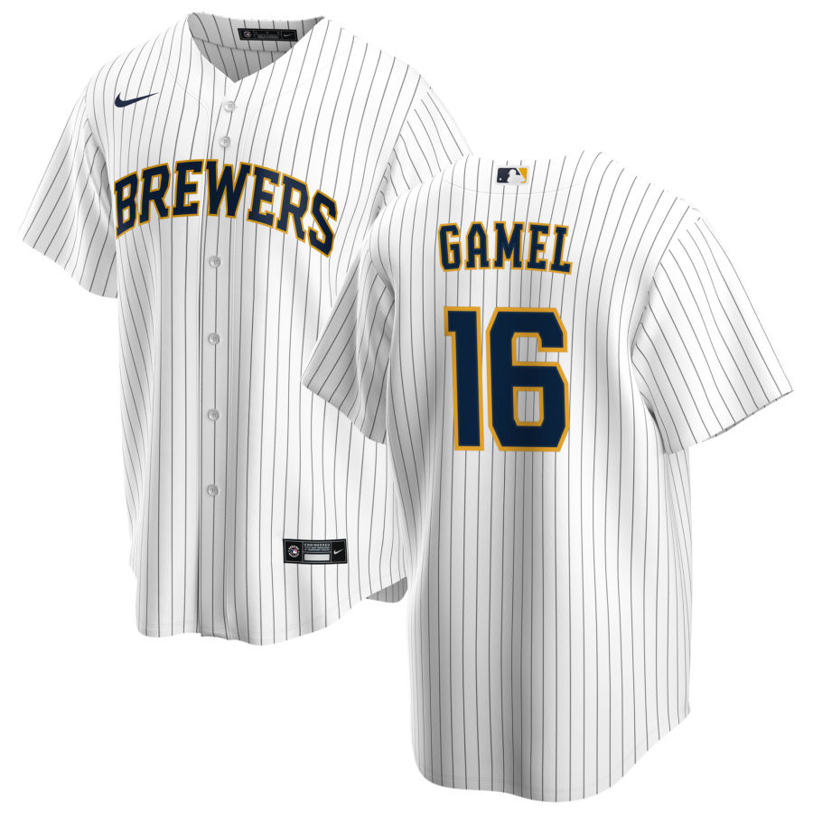Nike Men #16 Ben Gamel Milwaukee Brewers Baseball Jerseys Sale-White - Click Image to Close